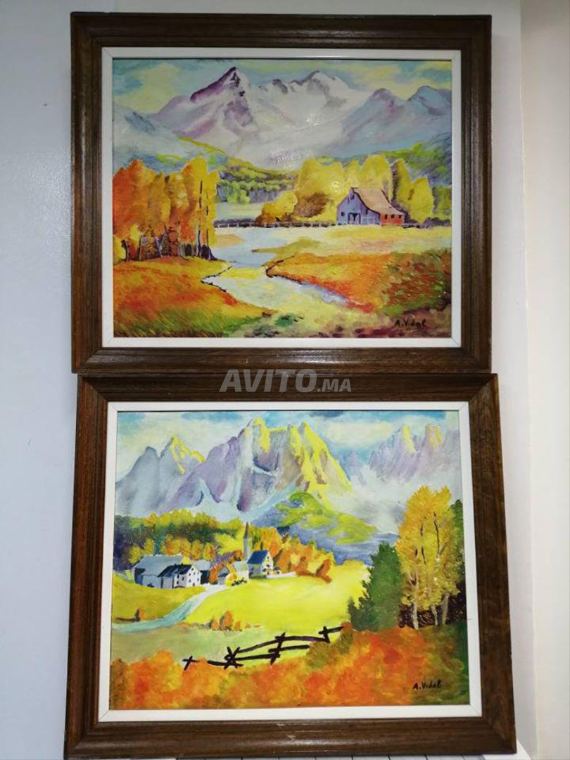 tableaux peinture huile sur toile - signés A.Vidal - 1