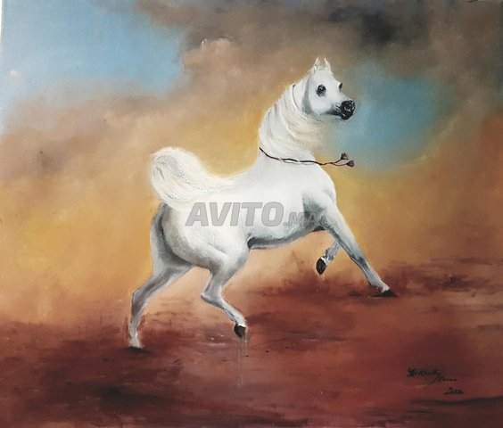 Tableau peinture cheval pure sang arabe  - 1
