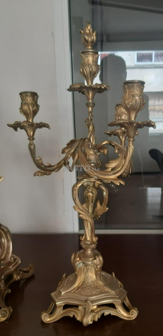 Montre et 2 chandeliers antique en pur cuivre  - 2