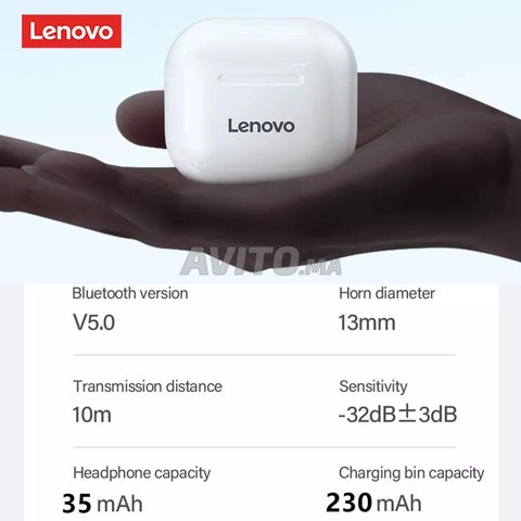 Lenovo écouteurs sans fil Bluetooth 5.0 TWS LP40  - 4