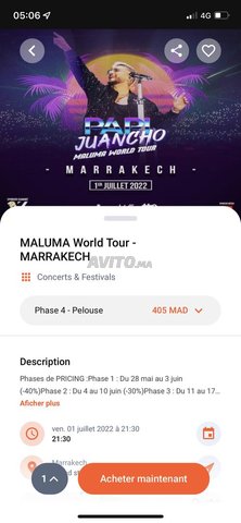 Maluma Ticket Pelouse A vendre - 1