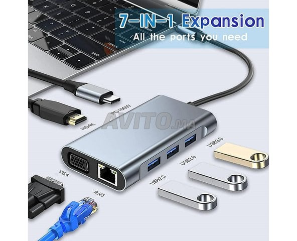 HUB USB C Adaptateur Multiport Type C 7 en 1 - 1