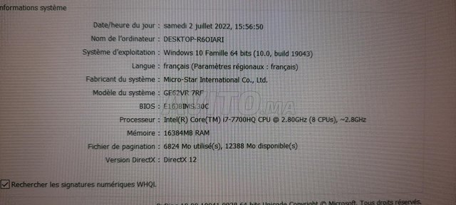 MSI GE62VR 7RF - Intel Core i7 7700HQ GTX 1060 - 6