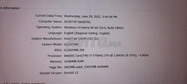 Asus Strix  15.6  Intel Core i7 7700HQ GTX 1060 - 6