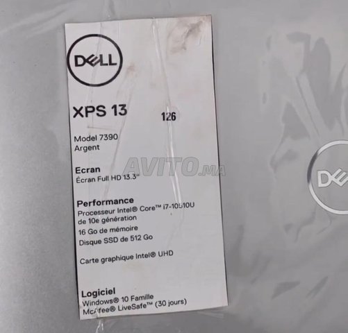 Dell XPS 13 7390  i7 16G Ram 512 SSD 10eme gen - 5