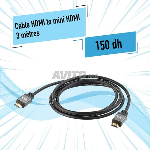 Cable HDMI to mini HDMI 3 mètres de longueur  - 1
