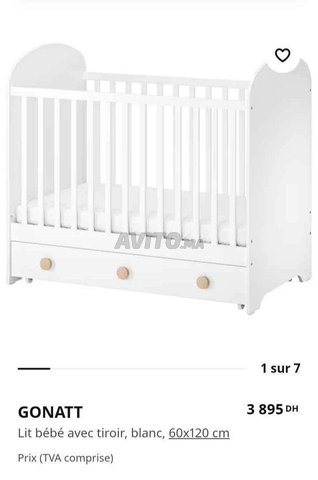 Lit bébé avec tiroir blanc avec matelas 60x120 - 4