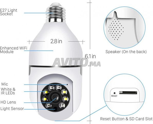 Ampoule caméra WiFi 360 Rotative & IR Night Vision - 8