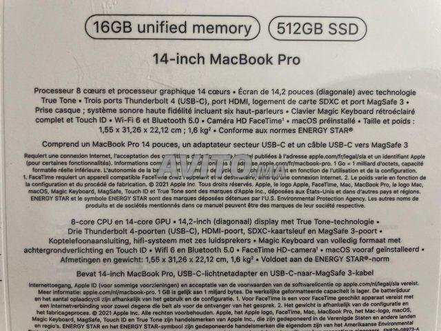MacBook Pro 2021 m1 14 puces Azerty - 2
