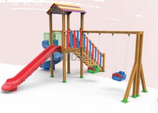 Maisonnette en bois avec double balançoire