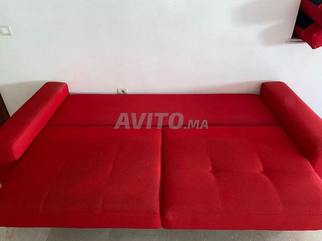 Canapé lit rouge - 4