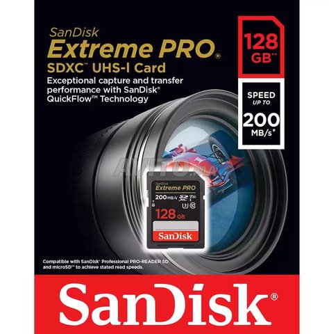 Sandisk Carte memoire Extrem Pro 128Gb Sped200Mo/s - 8