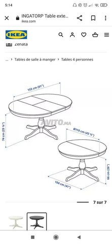 Table á manger Ikea extensible avec 4 chaise - 3