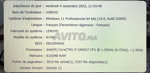 Lenovo i7 10e 256 Nvme et 500 SSHD - 7