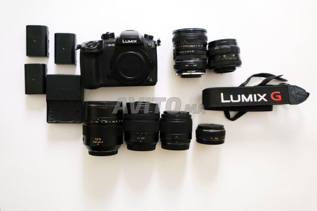 lumix GH5 with v-log 3 batteries 6 lenses  - 1