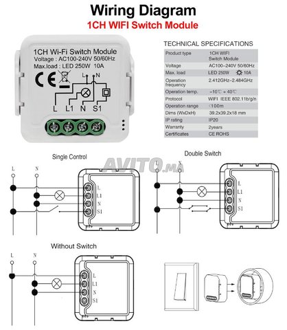 WiFi Smart Light Switch Module 1 2 CH Tuya Smart - 3