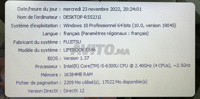 Life book i5 vPro 16Go Ram DDR4 256 SSD - 2