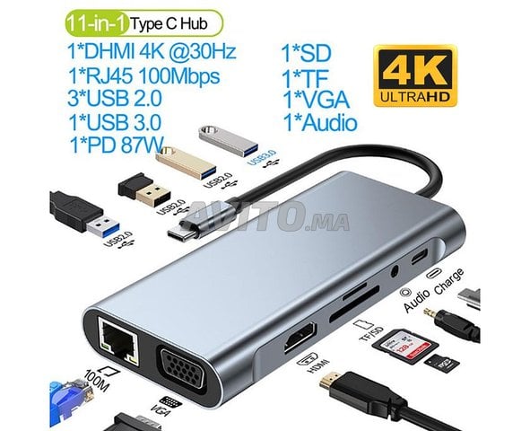 HUB USB C 11 en 1 Adaptateur Multiports 4K  - 1