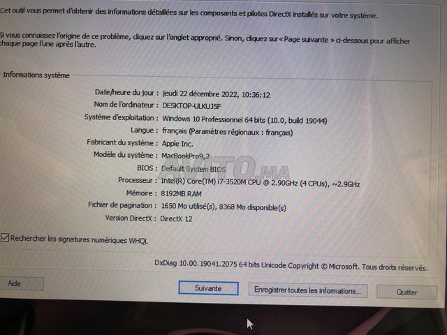 MacBook Pro i7 3Ghz vPro 8Go 256 SSD - 4