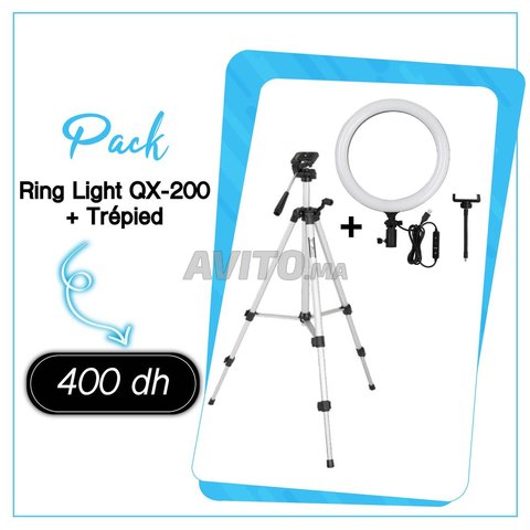 pack Ring Light QX-200 8 pouces avec Trépied - 1