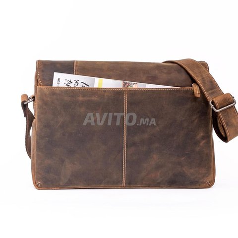 cartable cuir véritable sac porte documents marron - 5