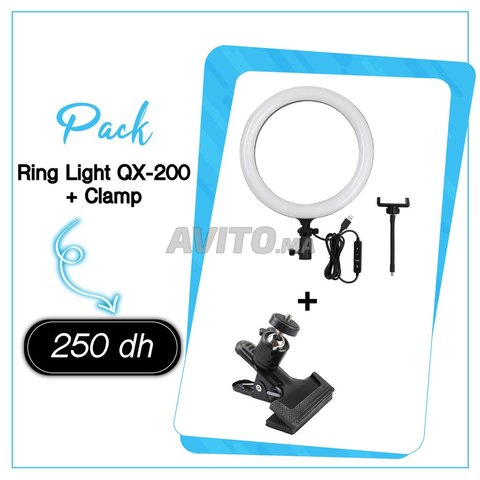 Ring Light QX-200 (20cm) avec Clamp Ajustable - 1
