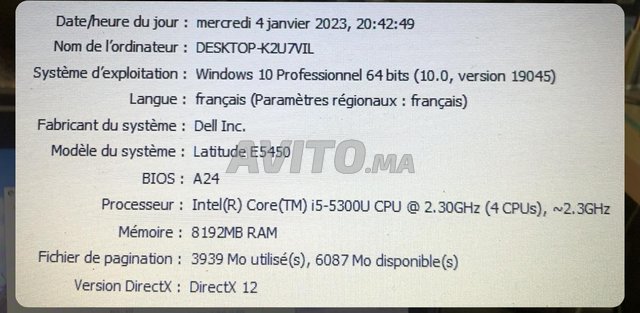 Dell i5 VPro 8Go 512 SSD latitude E5450 - 5