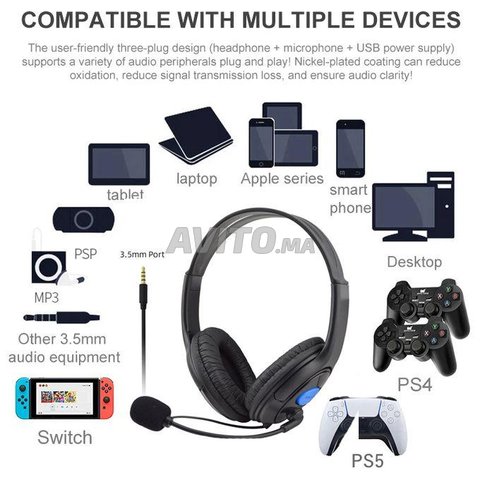 PS4 PS5 PC ، سماعات سلكية مع ميكروفون ستيريو - 3