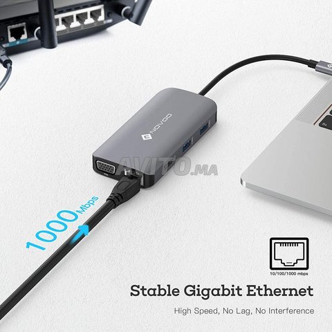 Hub USB C multiport Adaptateur 9 en 1 - VGA - HDMI - 6