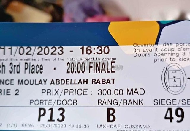 2 ticket final real madrid | Sports et Loisirs à Rabat | Avito.ma