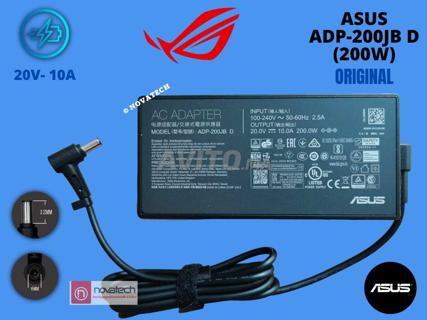 Chargeur Asus ADP-200JB D 200W 20V-10A Original