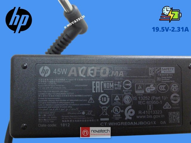 Chargeur d'origine 19.5V 2.31A pour HP ( 45w conn bleu )