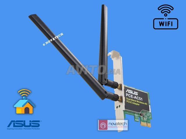 Carte Wifi PCIe ASUS High-Speed Gigabit-WiFi AC750 - 4