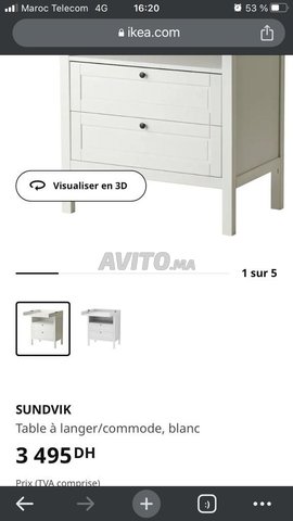 SUNDVIK Table à langer/commode, blanc - IKEA
