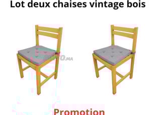 Lot deux Chaises vintage en hêtre avec coussin