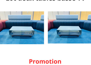 Lot deux Tables basse meuble TV années 70 métal