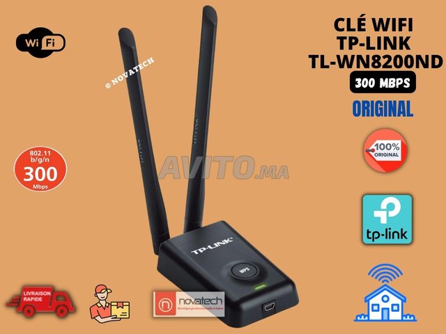 Clé wifi TP-LINK TL-WN8200ND puissante 300Mbps, Accessoires informatique  et Gadgets à Rabat