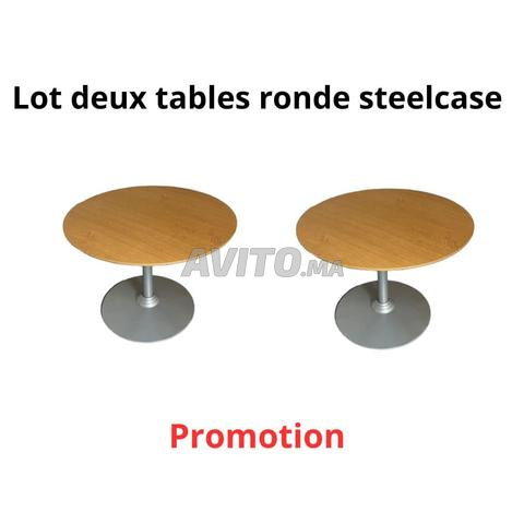 لوط طاولتان دائريتان 100 سم لون بلوط