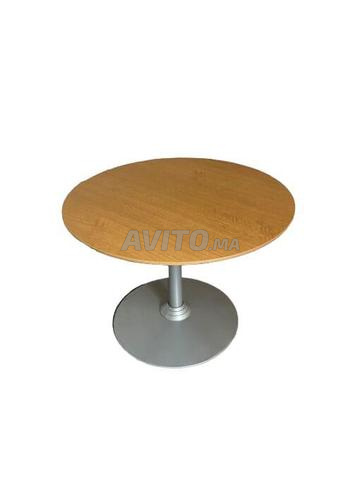 Lot deux Table ronde 100cm couleur chêne - 2
