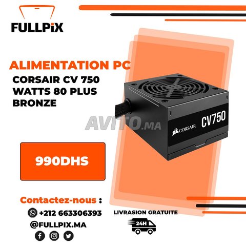 ALIMENTATION PC CORSAIR CV 750 WATTS 80, Accessoires informatique et  Gadgets à Tanger