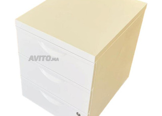 Caisson blanc à roulette 3 tiroirs métallique