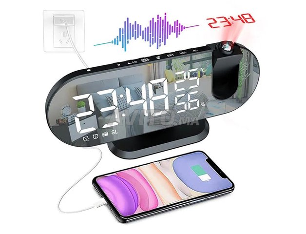 Réveil électronique à projection 3D LED Radio FM