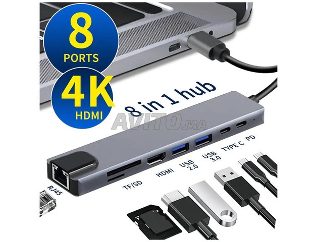 Station d'accueil 4K Adaptateur USB c 8 en 1 