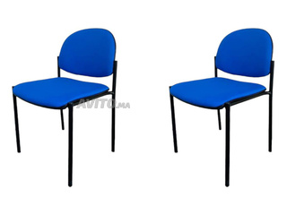 Lot deux chaises visiteur bleu tissu