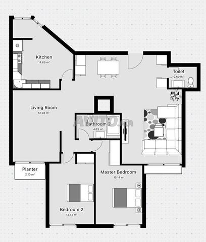 Très bel Appartement meublé à louer HAY RYAD  - 2
