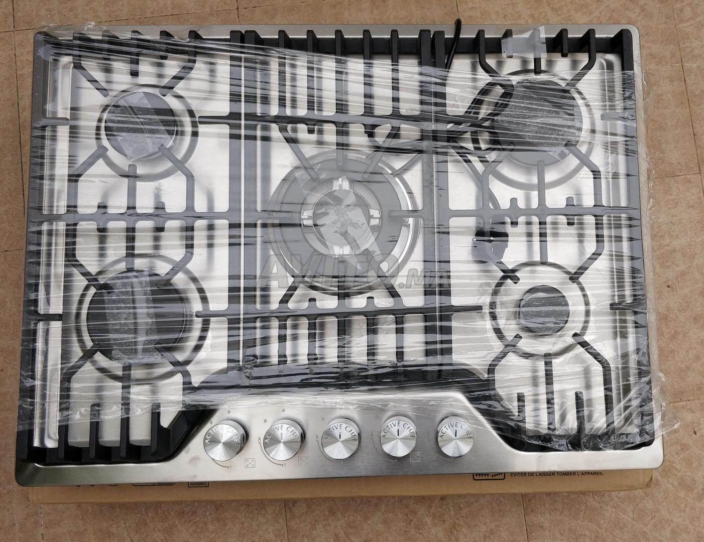 Active chef Plaque de cuisson à gaz encastrable inox 5 feux 90cm - allumage  électrique à prix pas cher