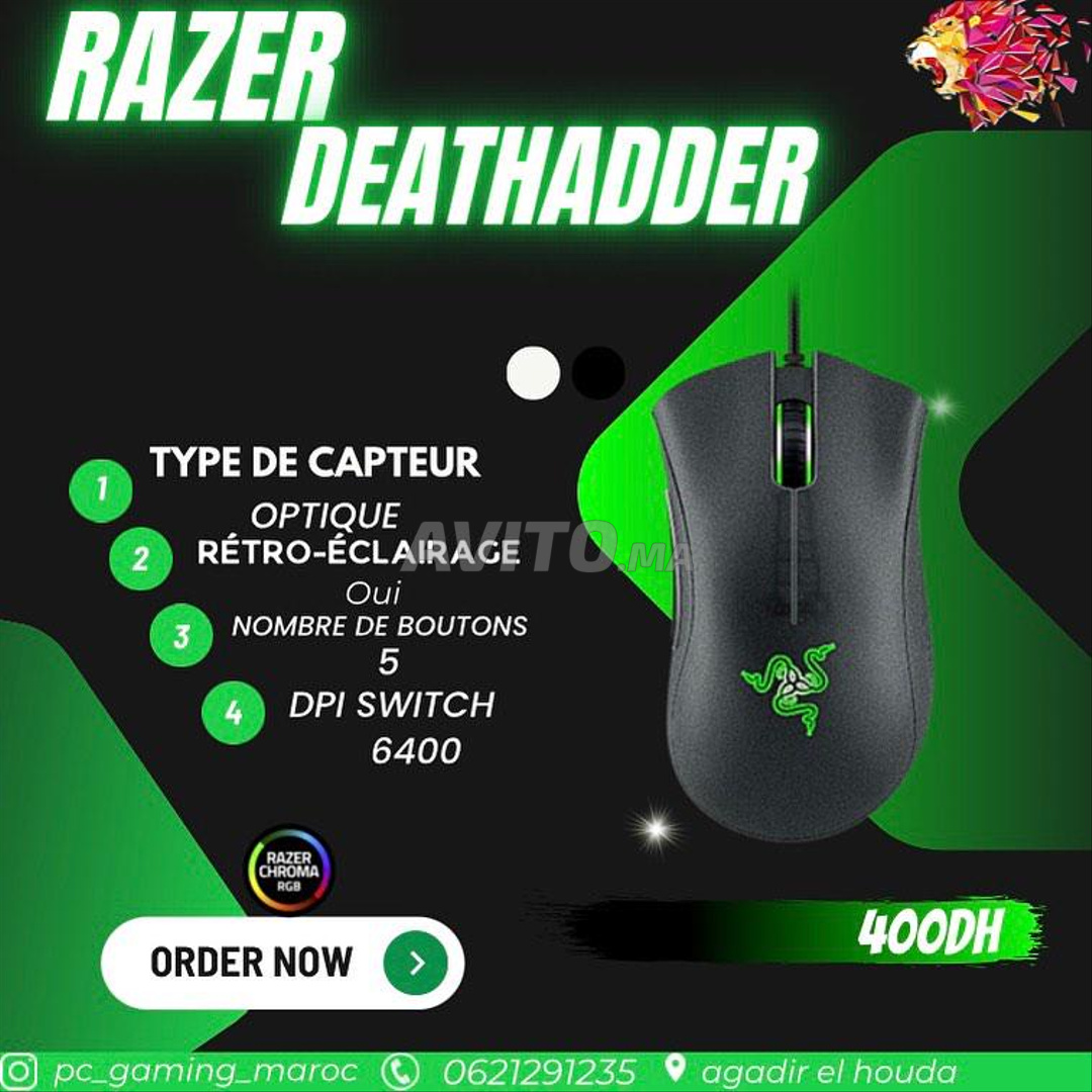 Razer DeathAdder Elite Souris Razer Maroc