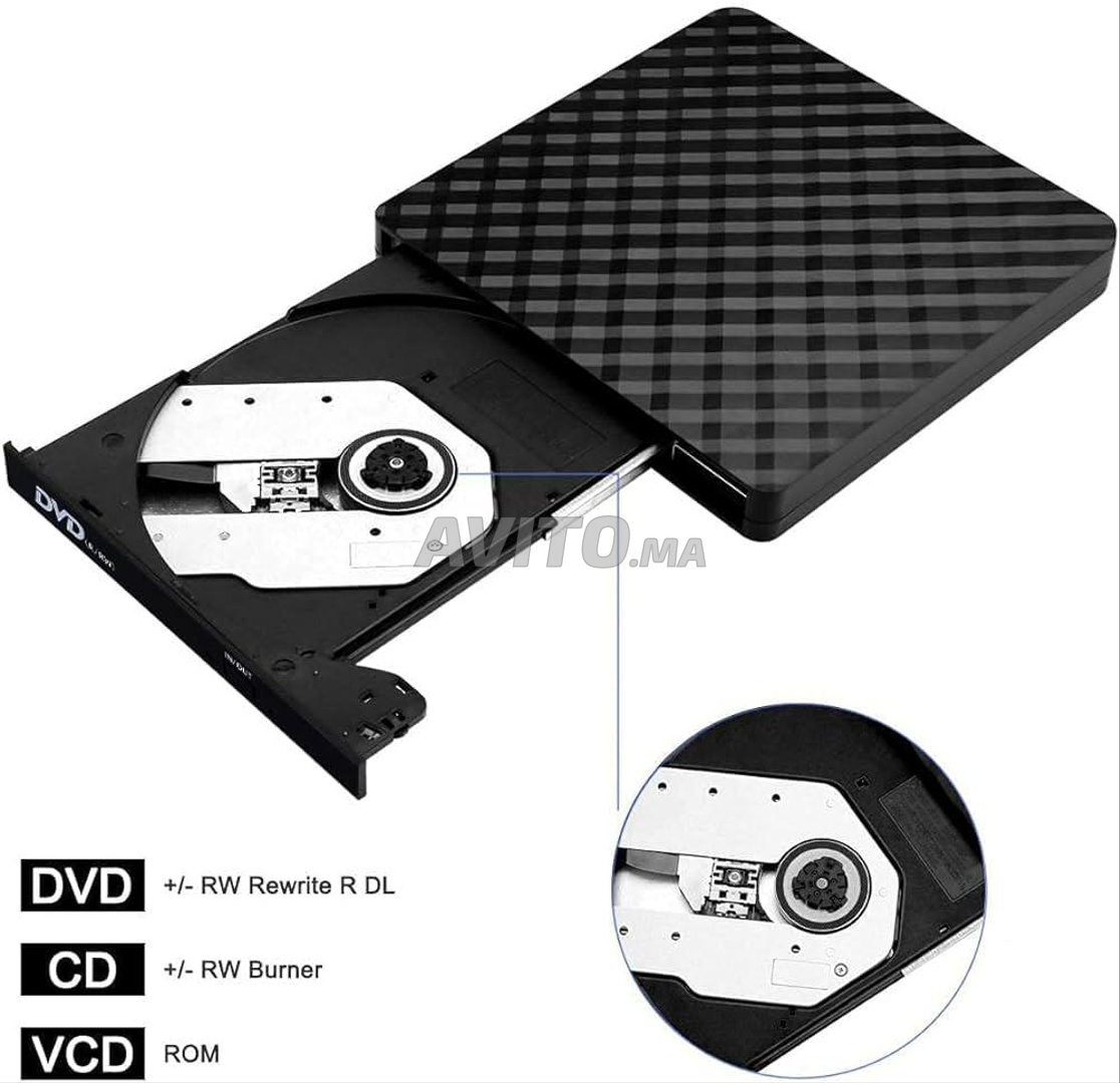 Lecteur de CD Dvd externe, USB 3.0 et Type-c Portable Cd Lecteur de DVD  +/-RW, Graveur DVD / CD Rom Rew