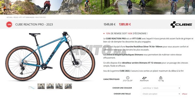 Taille vtt cube hot sale