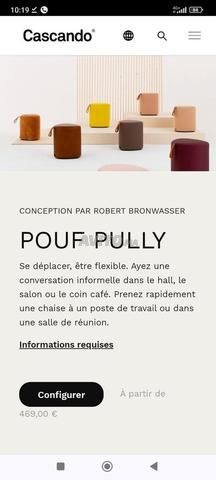 Cascando POUF PULLY en tissus beige